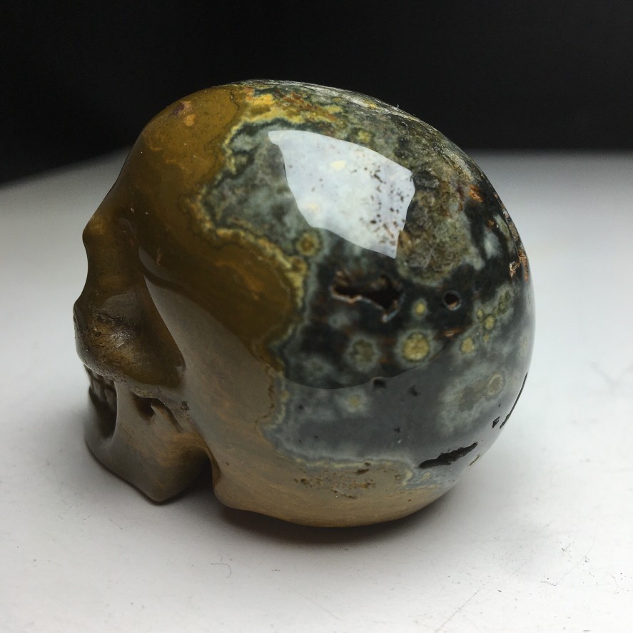2.0″Natural Crystal Mineral Specimen.Ocean Jasper.Hand-carved SKULL.Statue.CH