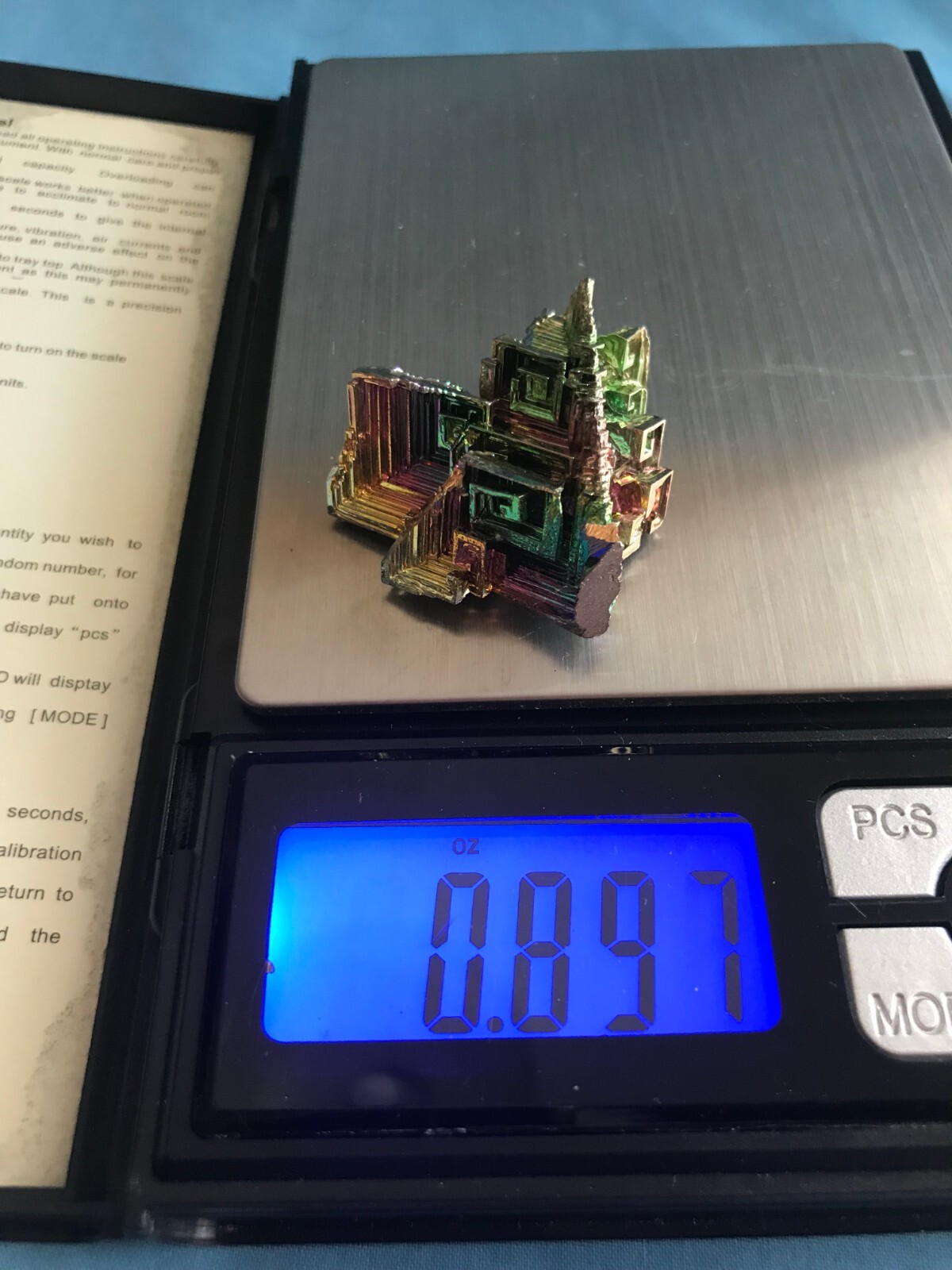 Pretty .89 Ounce 1-5/8” x 1-1/4” x 5/8” Piece of Rainbow Bismuth Crystals