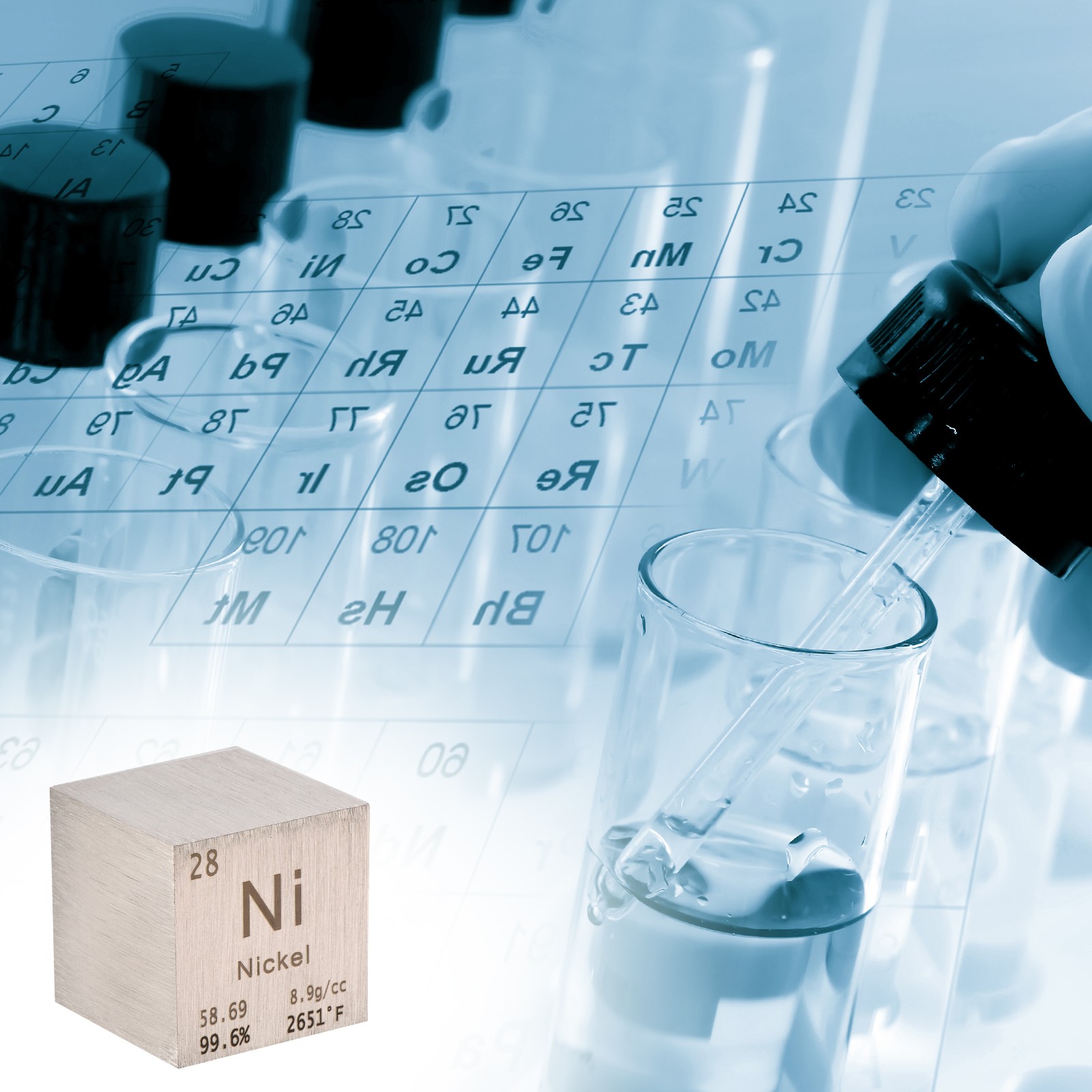 Nickel Cube Metal Element High Density Block Pure Periodic 1″