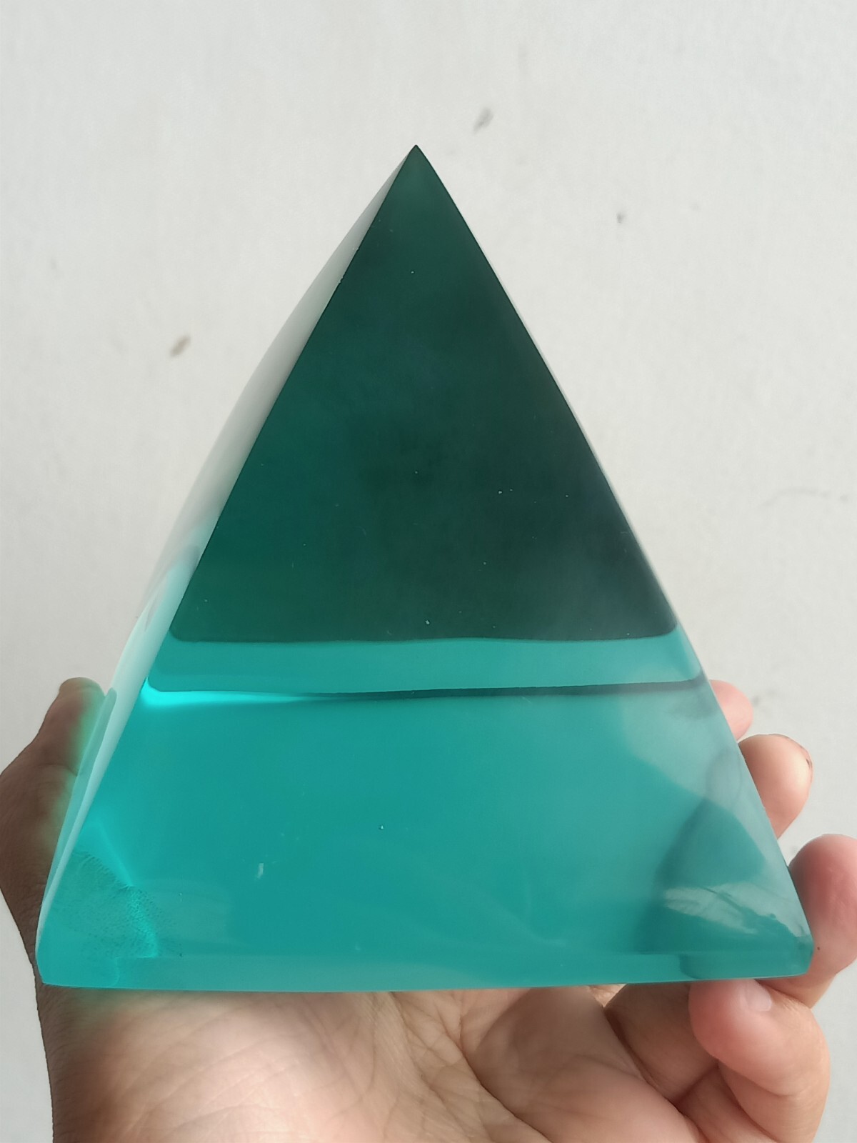 876 Grams Transparent Blue Aquamarine Pyramid Shape Monatomic Andara Crystal P12