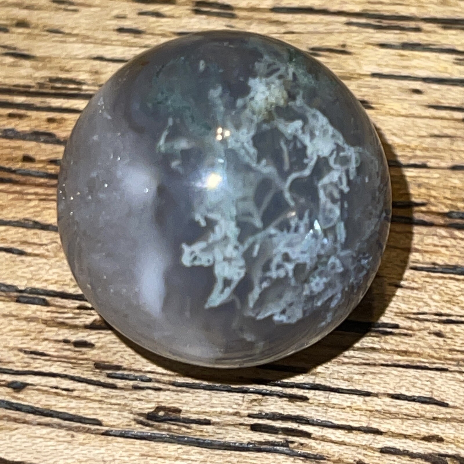 Moss Agate Sphere Ball Orb Marble 20.7mm, 16g