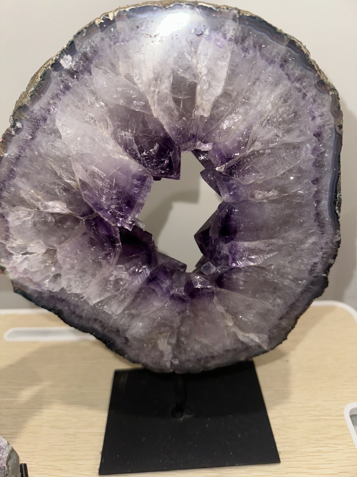 BIG 10.4lb Natural Amethyst Quartz Crystal Geode Slice Hand Cut Specimen Healing