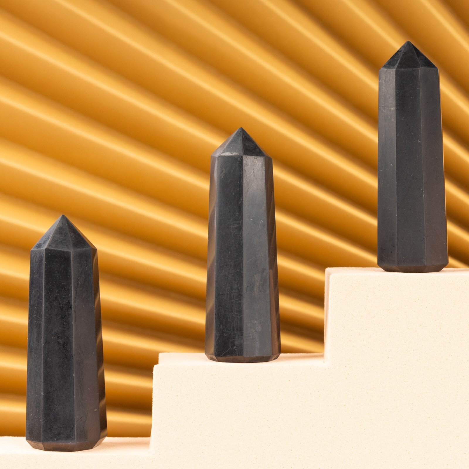 Natural Shungite Obelisk Point Crystal Tower 2.5-3″, Healing Crystals and Stones