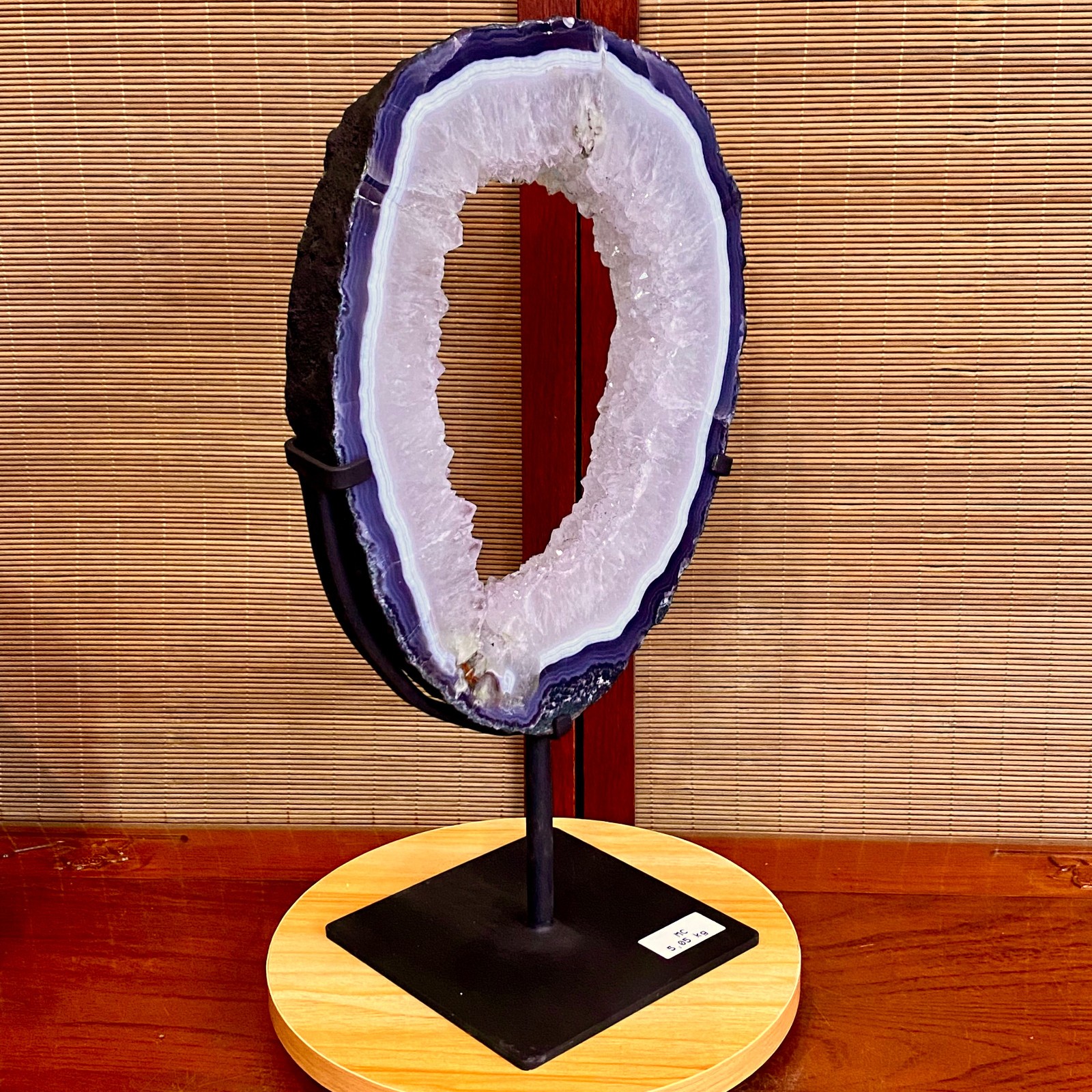 11.13LB Natural Amethyst Cave Crystal Slice Crescent shaped Hand Cut Repai