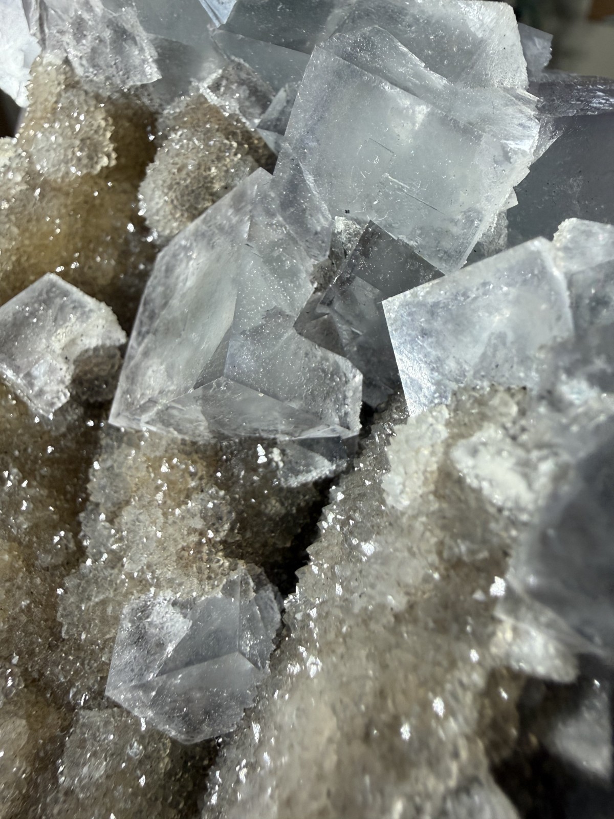 Sky Blue Cubic Fluorite on Smoky Quartz Crystal – 3.86lbs
