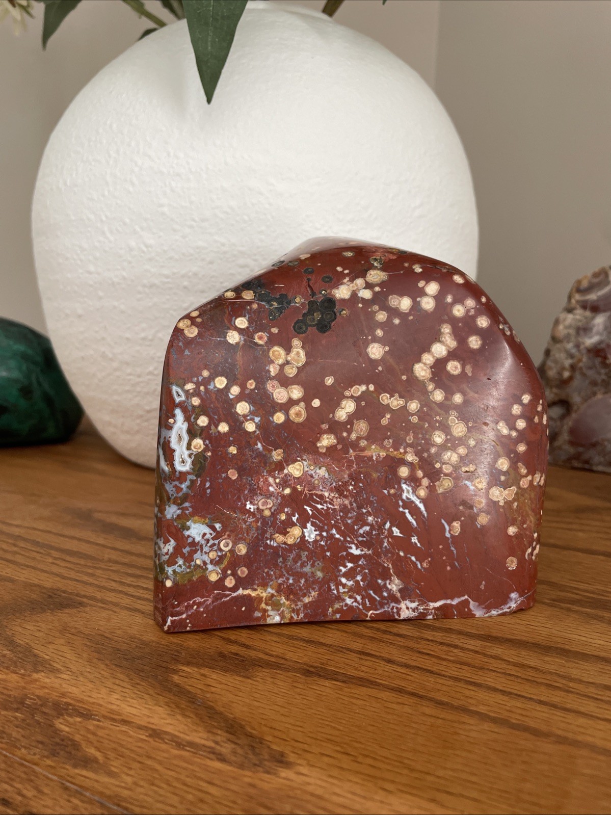 LARGE Red orbicular Jasper / 3056g / Hand Carved And Polished / Cabochon