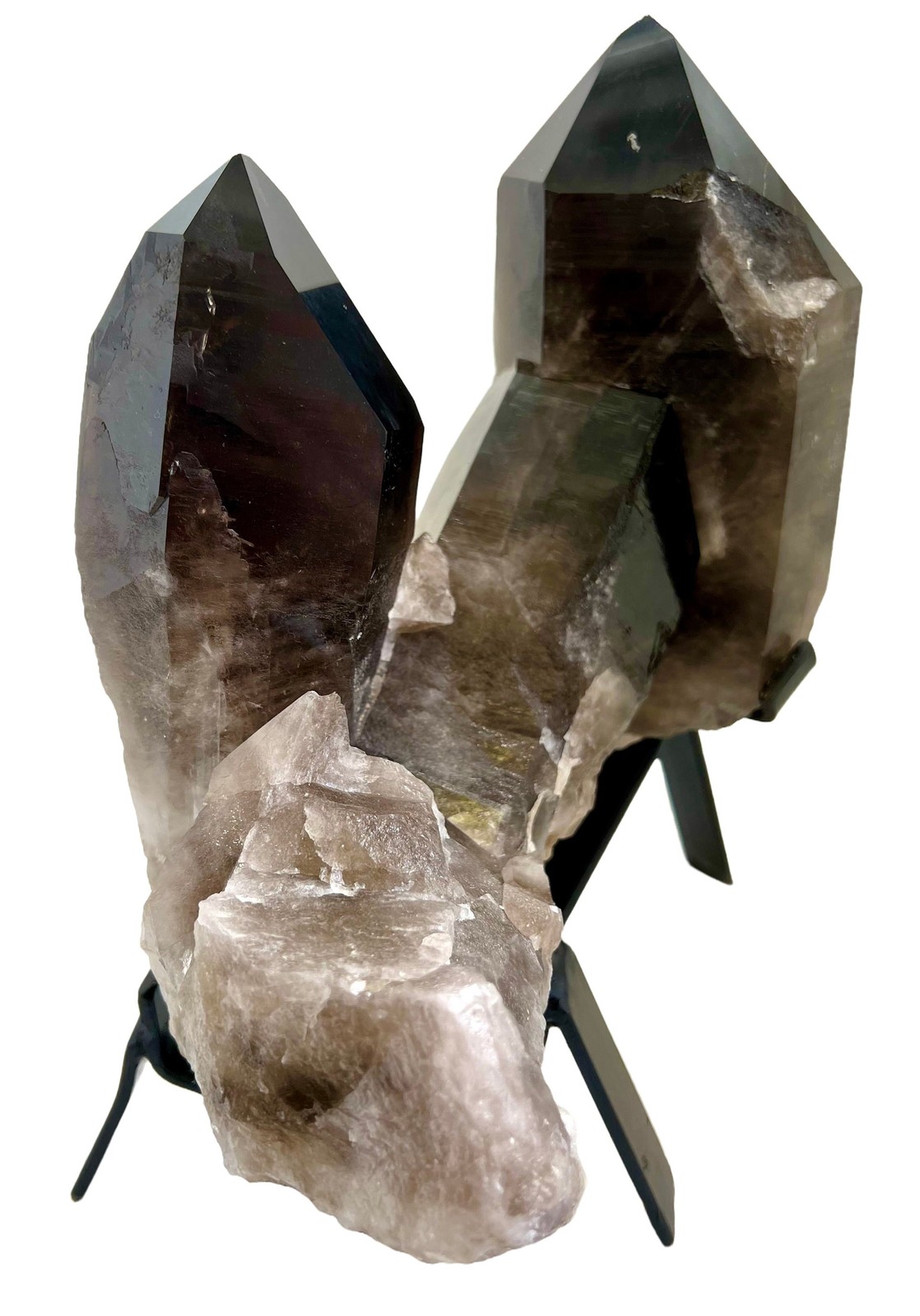 Smoky Quartz on Metal Stand – No.2, Natural Smoky Quartz from Brazil