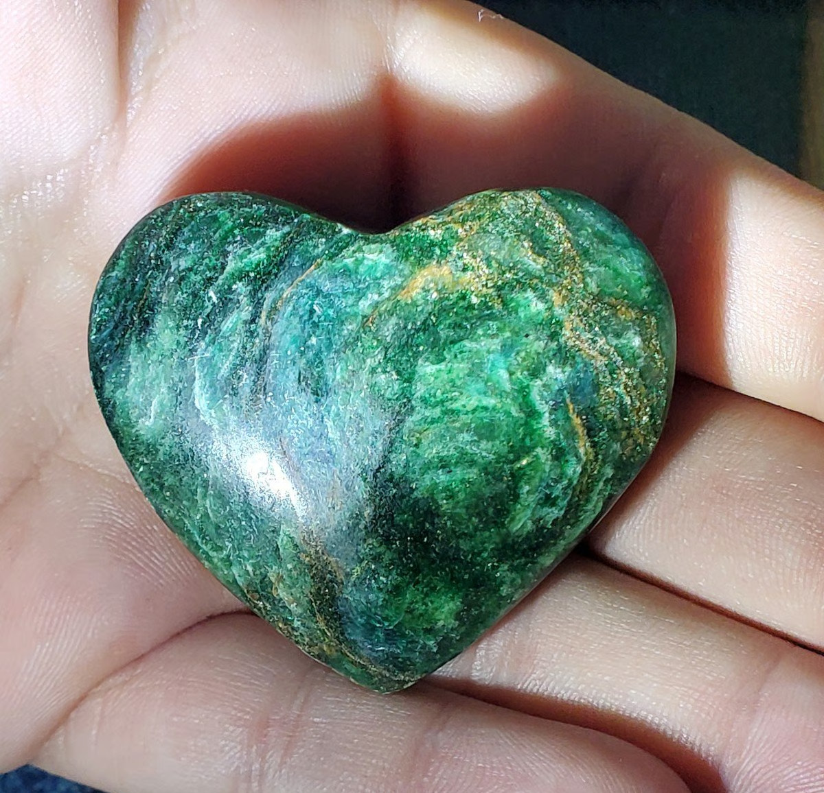 Natural 2.7”+Green Emerald Heart Palm Stone Specimens Power Gemstone Collection