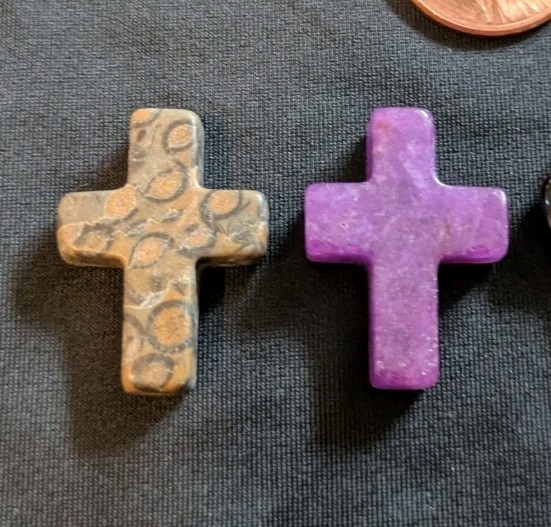 1″ Mini Crystal Crosses Natural Quartz Cross Shaped Worry Stones Charms – #4
