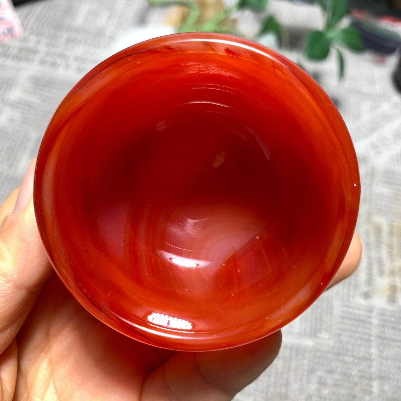 154G Red Agate Bowl Carving Carnelian Cup Glass Cup Reiki Manual Crystal Collect