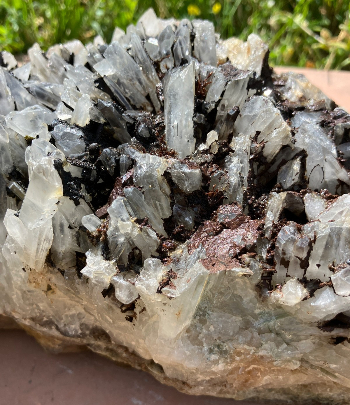 Quartz with Sphalerite & Hematite Crystal Cluster Cabinet Specimen – 4 lbs 9 oz