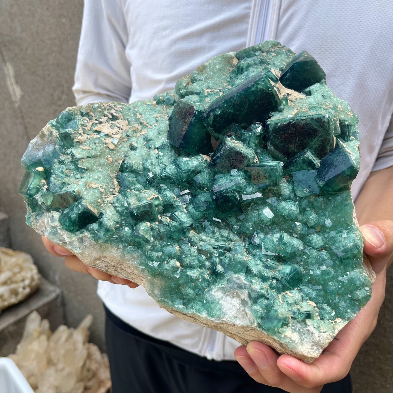 13.4lb NATURAL Green Cube FLUORITE Quartz Crystal Cluster Mineral Specimen