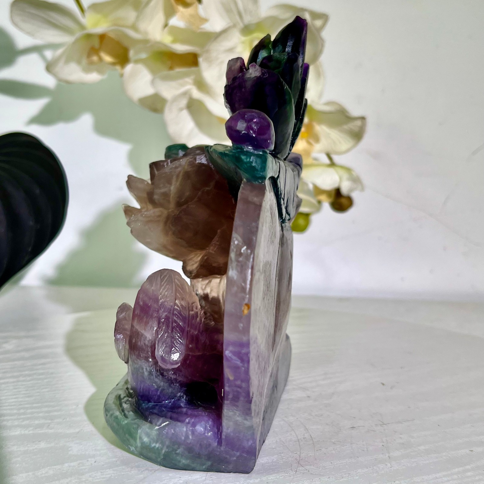 4.47LB Natural fluorite quartz products, hand carved and polished spiritual orn