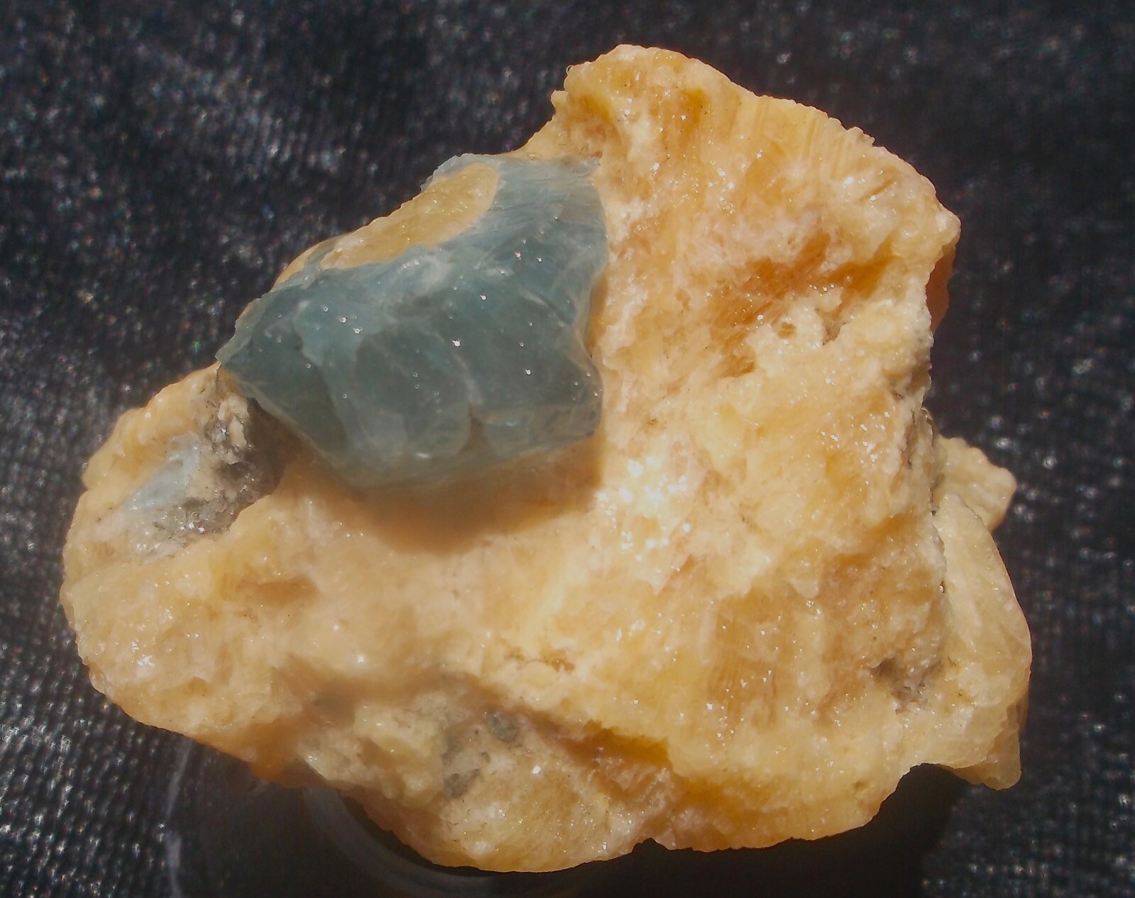 Fluorapatite Crystal Specimen on Orange Calcite 52 Grams Siberia Russia