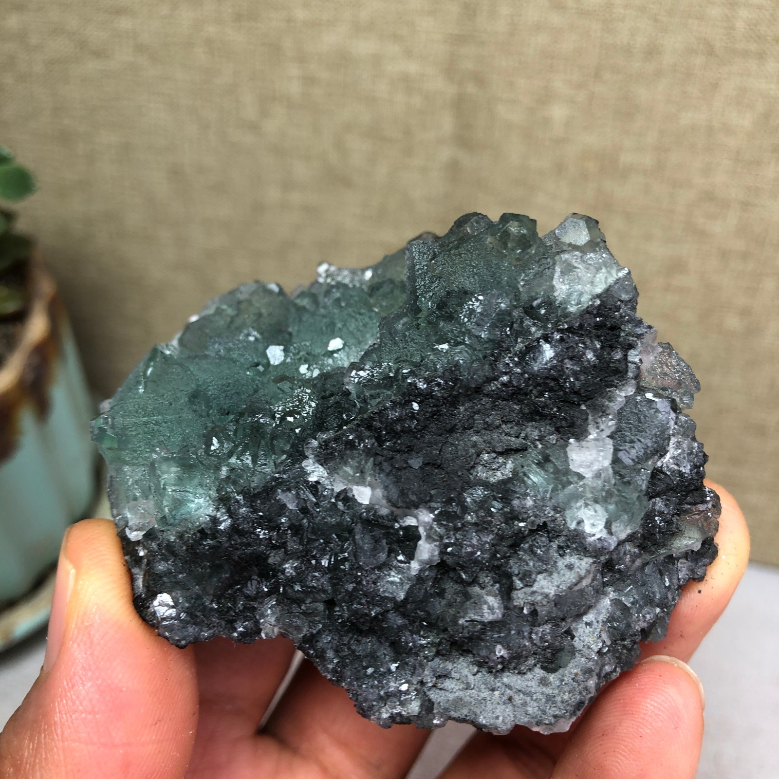 105g NATURAL Green Cubic FLUORITE Crystal Cluster Mineral Specimen A4731