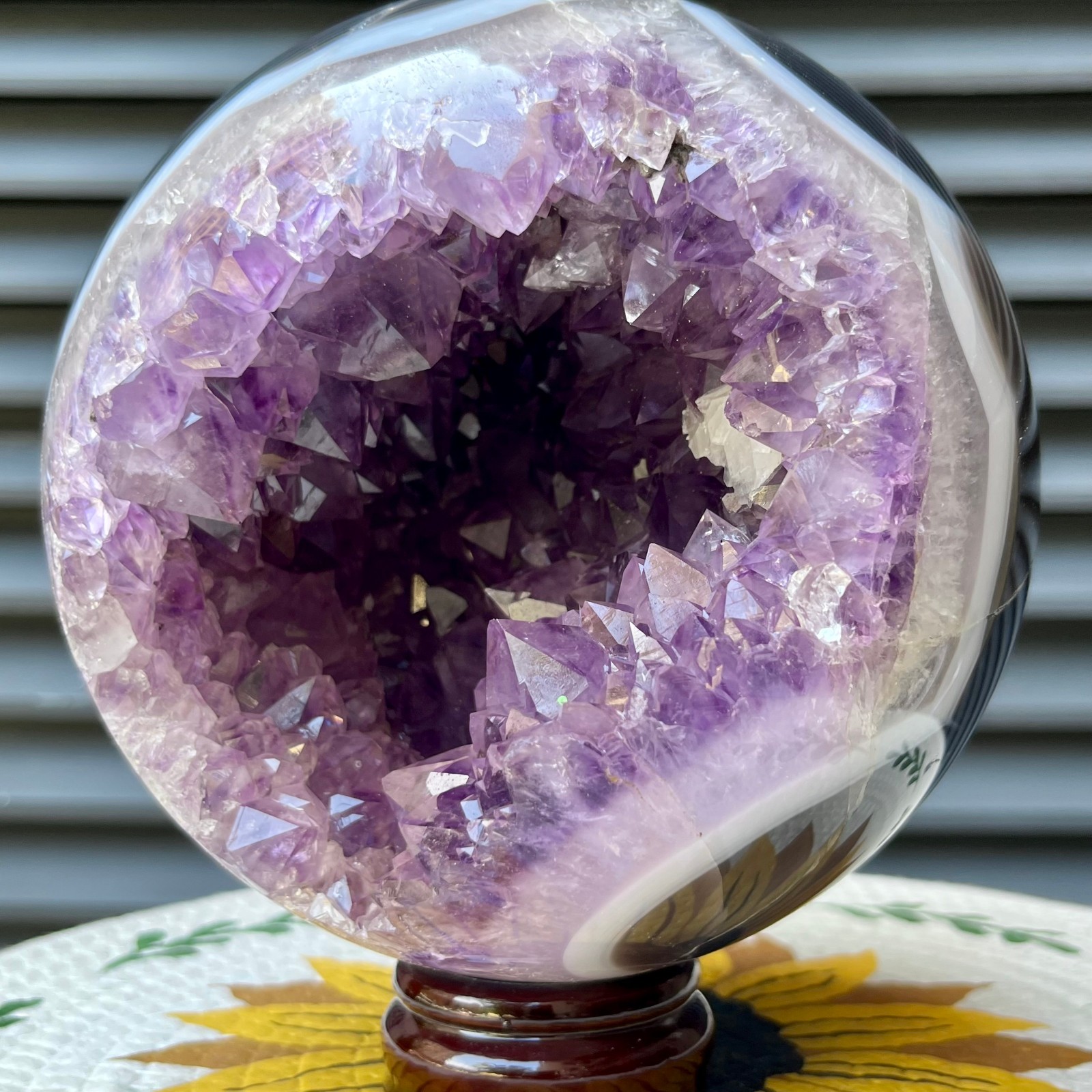 9.9 lb Natural Amethyst Geode Sphere Crystal Druzy Ball Gift Display Decor