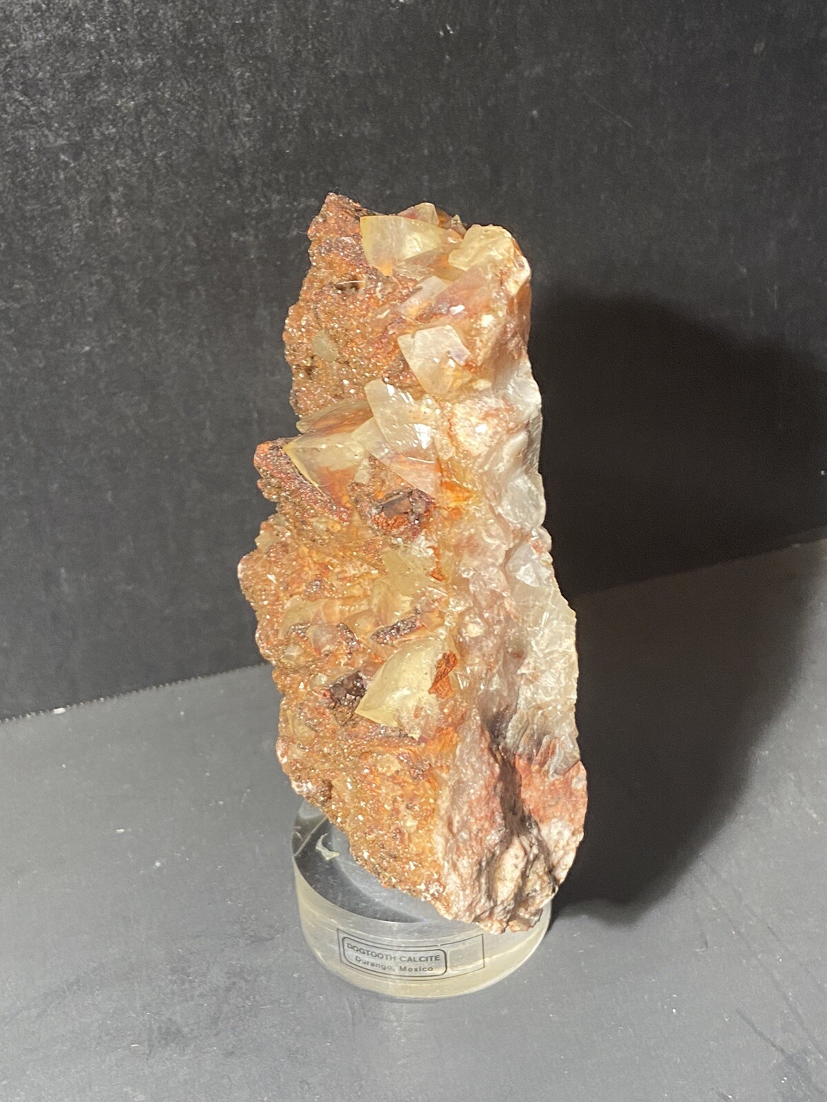 DOG TOOTH CALCITE SCULPTURE LUCITE BASE Crystal Specimen on Lucite