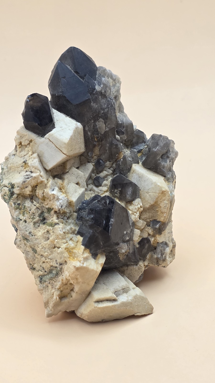 Smoky Quartz & Orthose Crystal Cluster – Fujian China – 8x6x9.5cm – 0.5 lb
