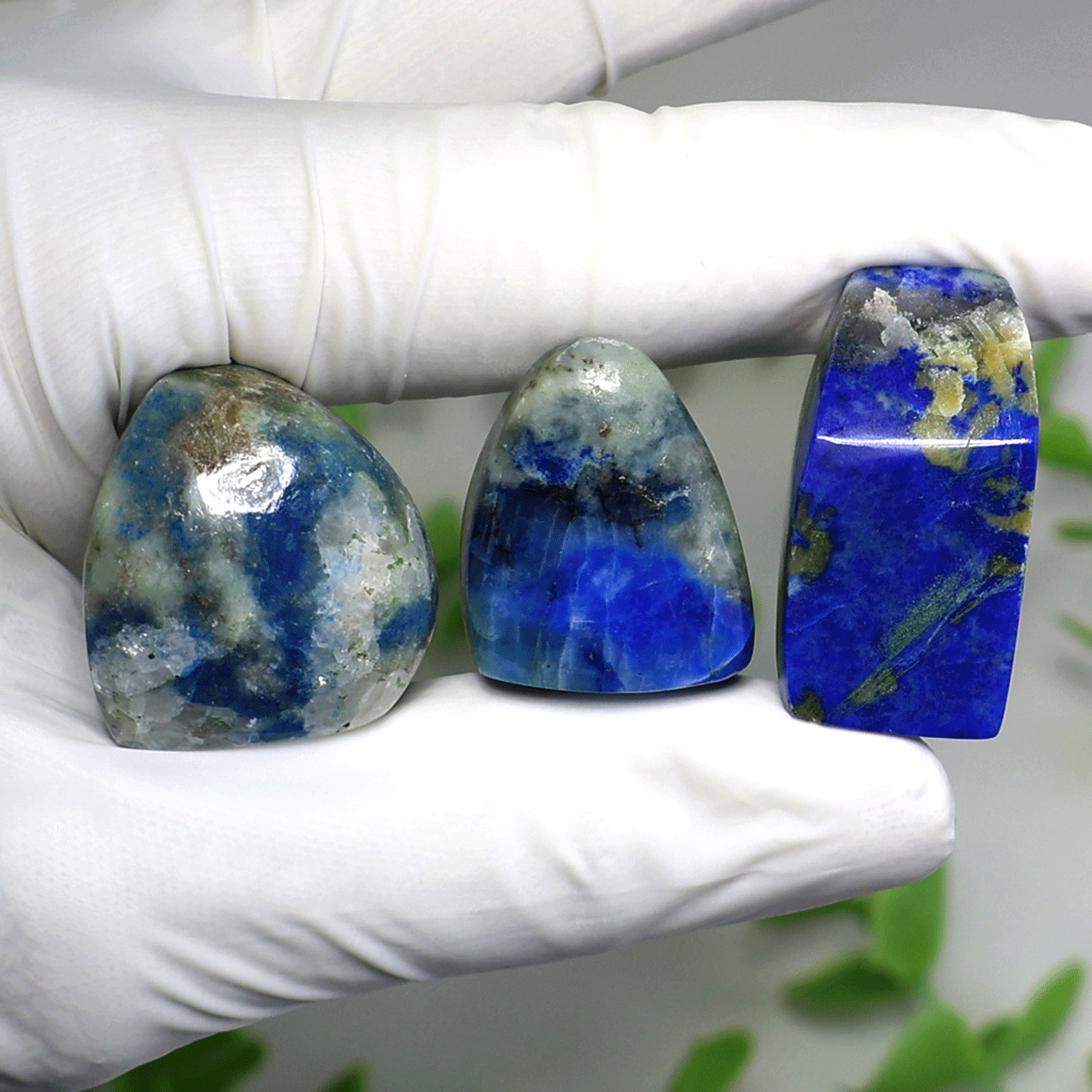 Natural Afghanite 3 Piece Set • Polished Freeform Collectors Crystal Palm Stones