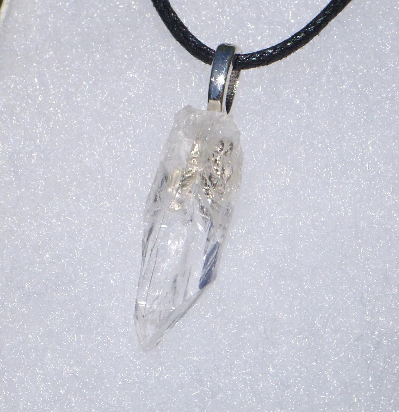 High Grade Clear Danburite Free Form Stone Crystal Pendant Necklace
