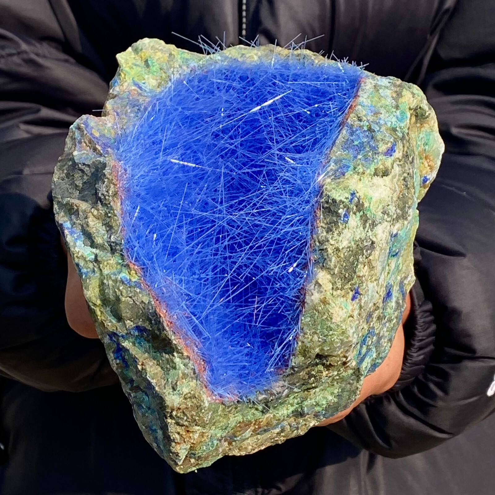 5.38LB Natural Blue Needle Iron Ore Mineral , Original Ore Quartz Crystal