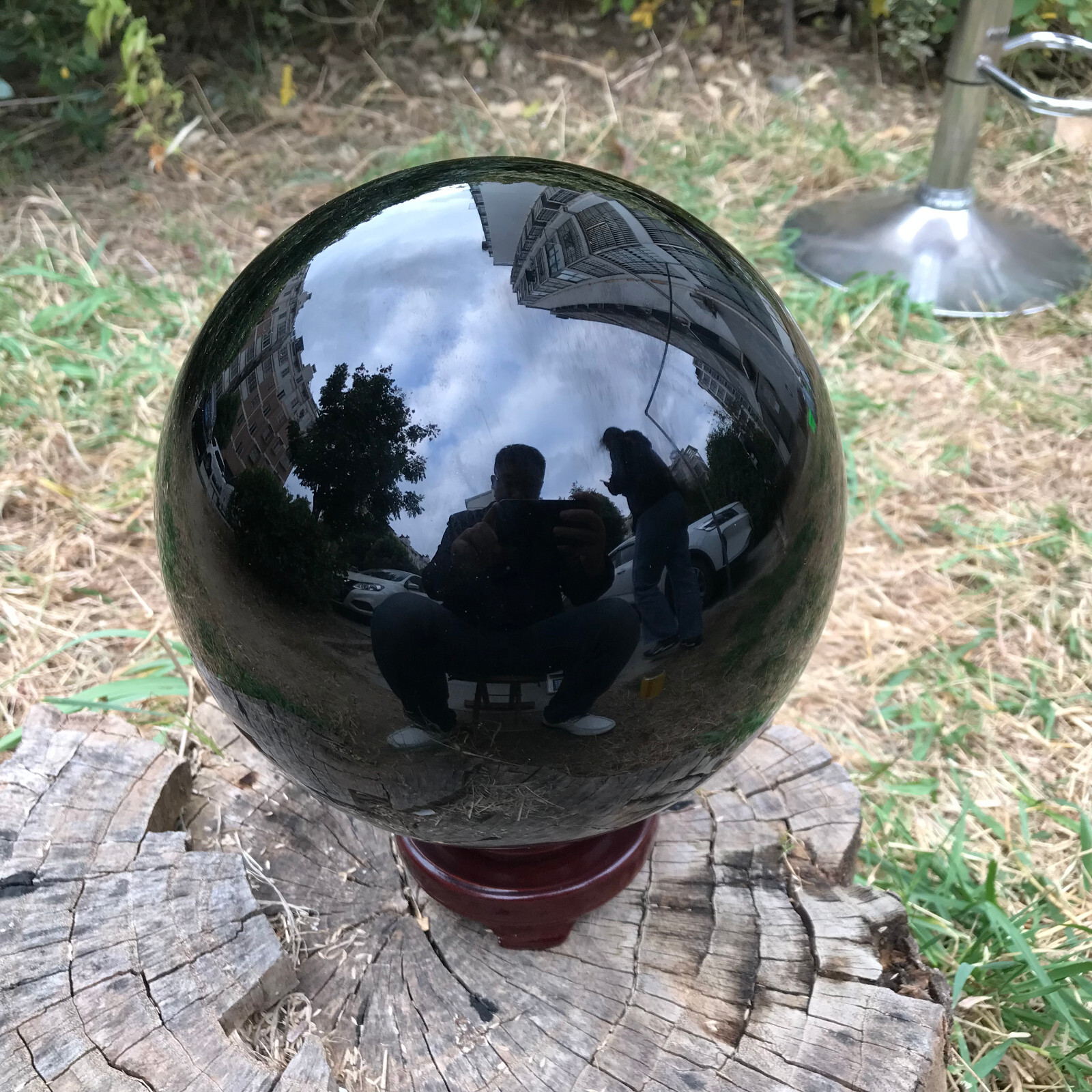 22LB TOP Natural obsidian Quartz Sphere Crystal Ball Healing+stand
