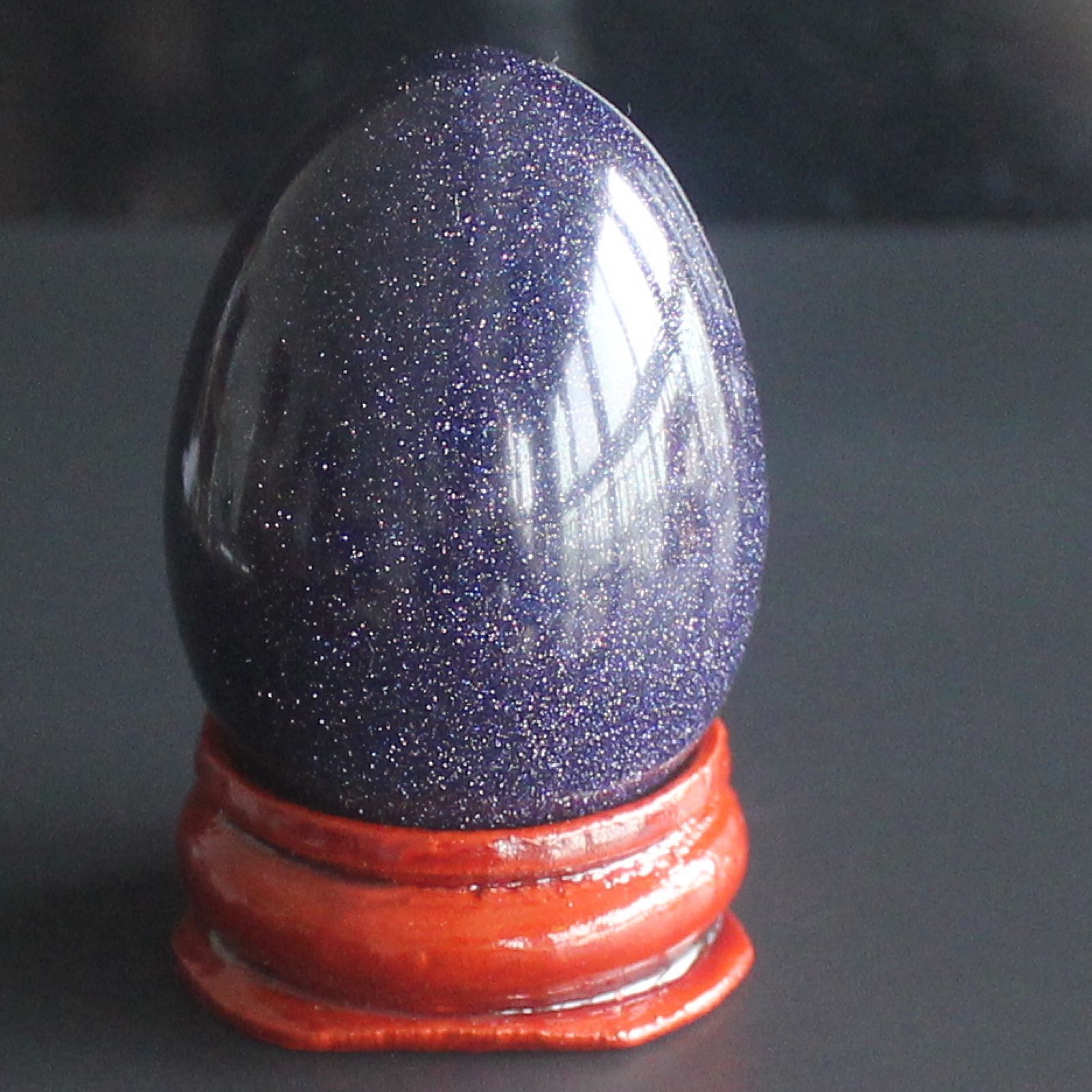 Gemstone crystal egg with wood stand chakra stones reiki healing home decor