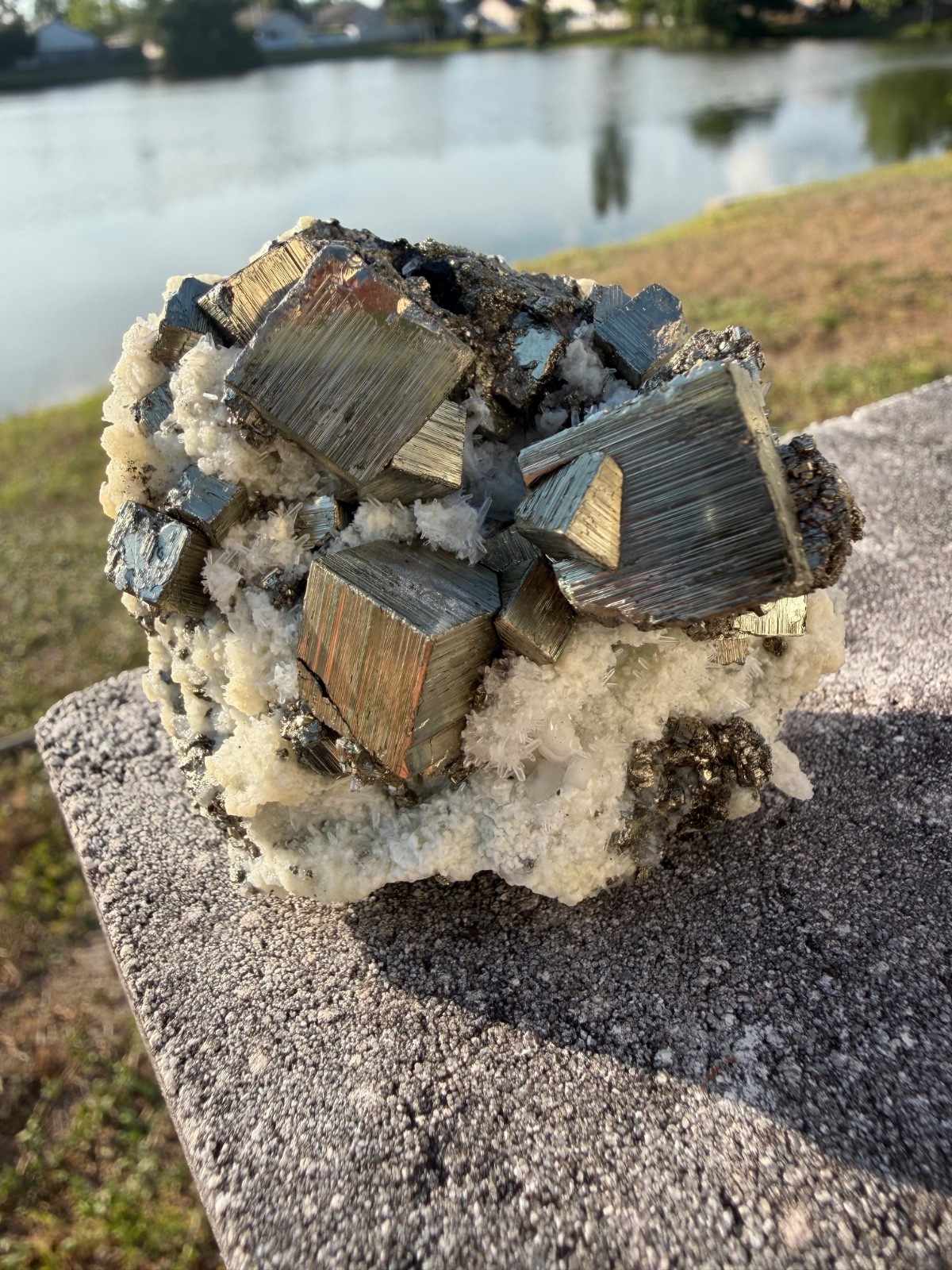 NICE PYRITE Crystal CUBE Cluster Huanzala Mine Peru 231 gr 3″