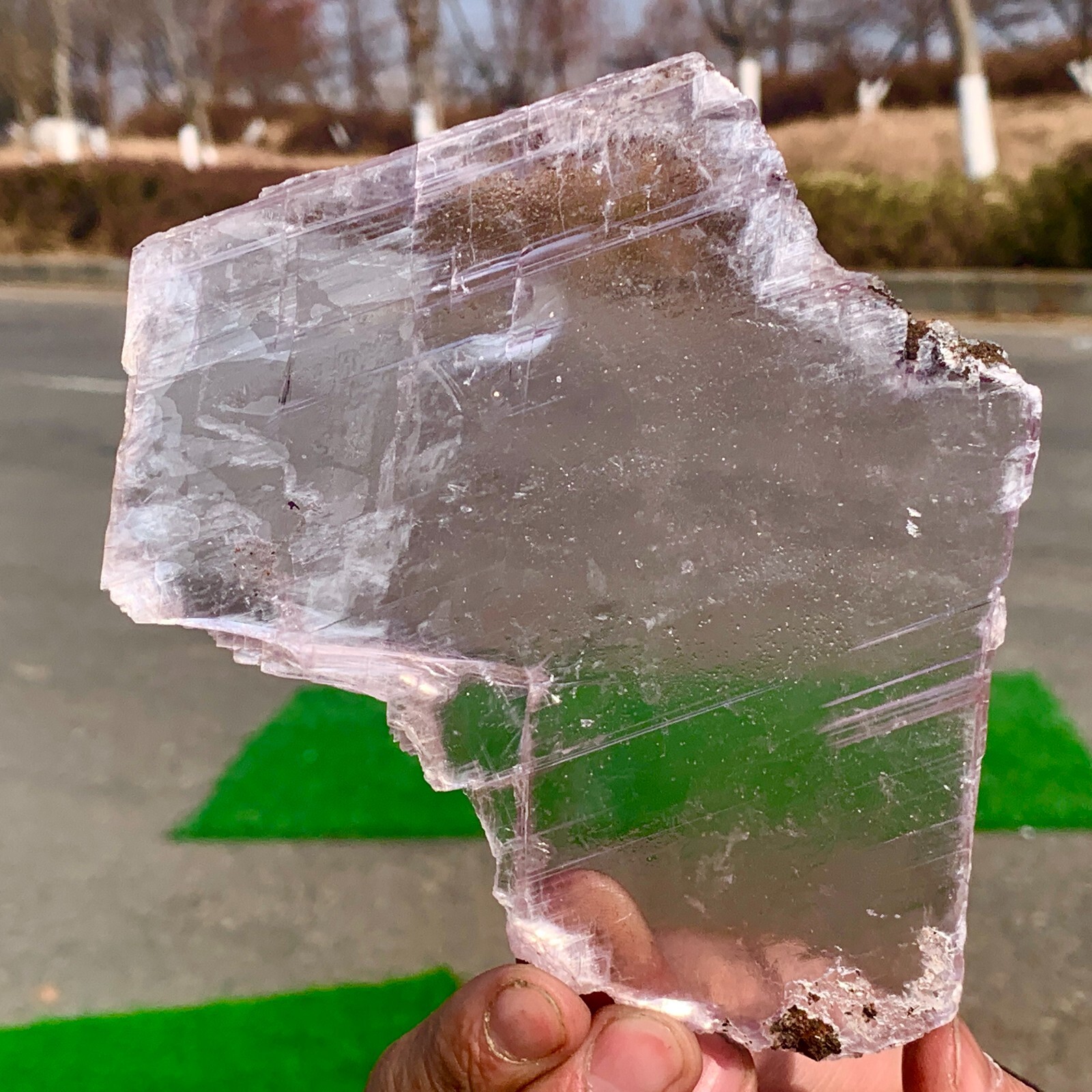 174g Natural purple selenite gypsum quartz crystal slab mineral specimen healin