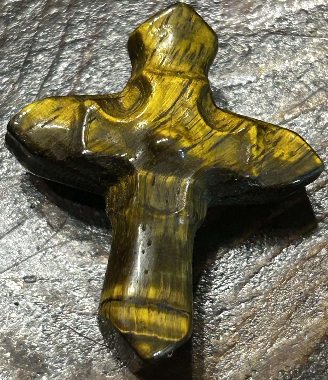 Tigers Eye Cross Crystal Carving Polished natural Stone