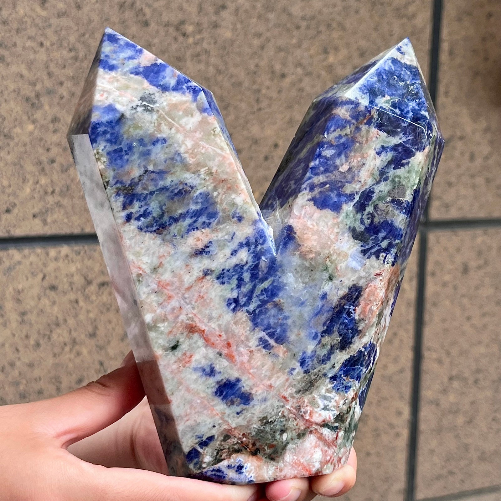 Blue Sodalite Double Terminated Point Crystal Specimen Mineral Display 3.5 lb