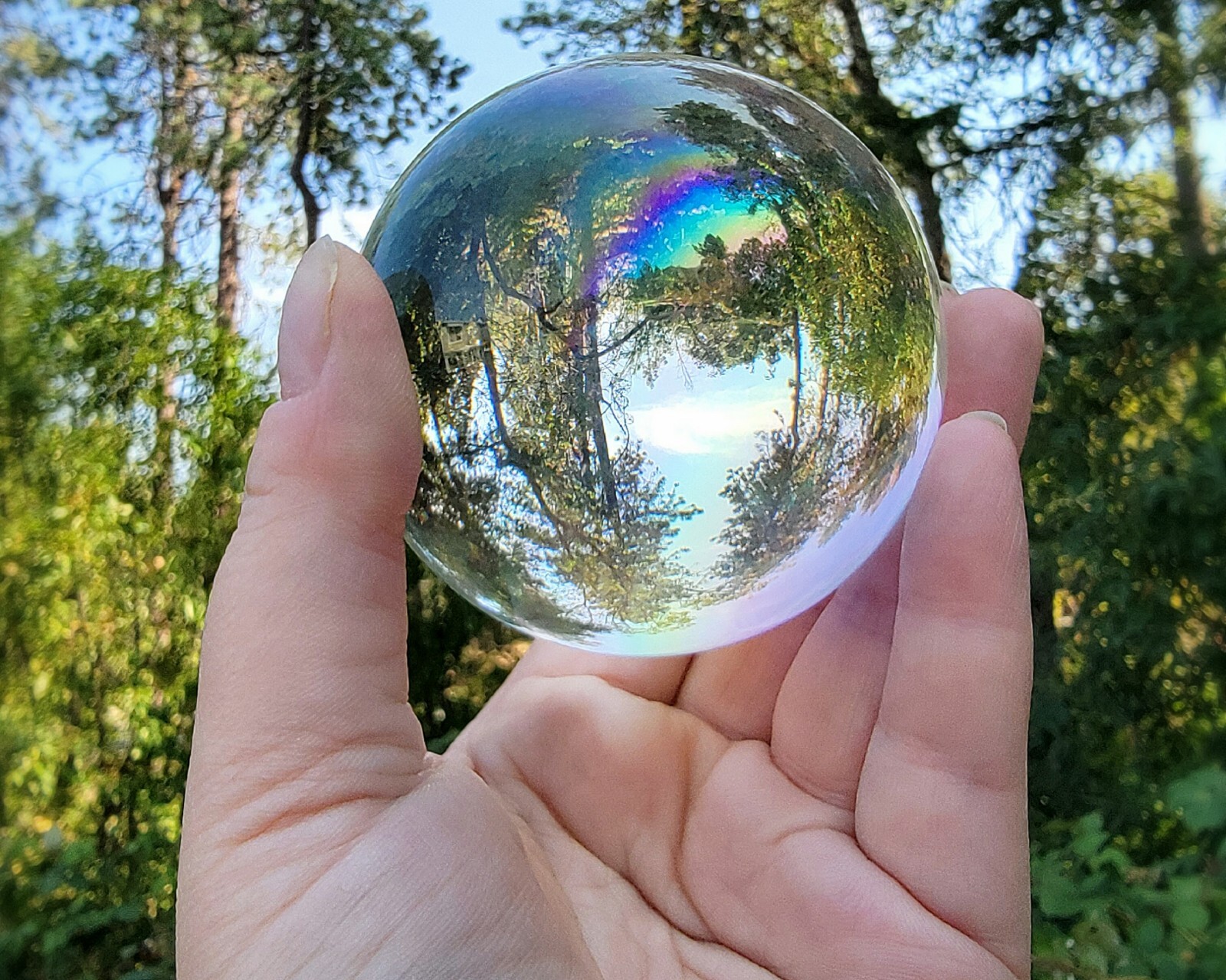 80mm Large Aurora Crystal Ball, Rainbow Glass Sphere, 3.15 inch