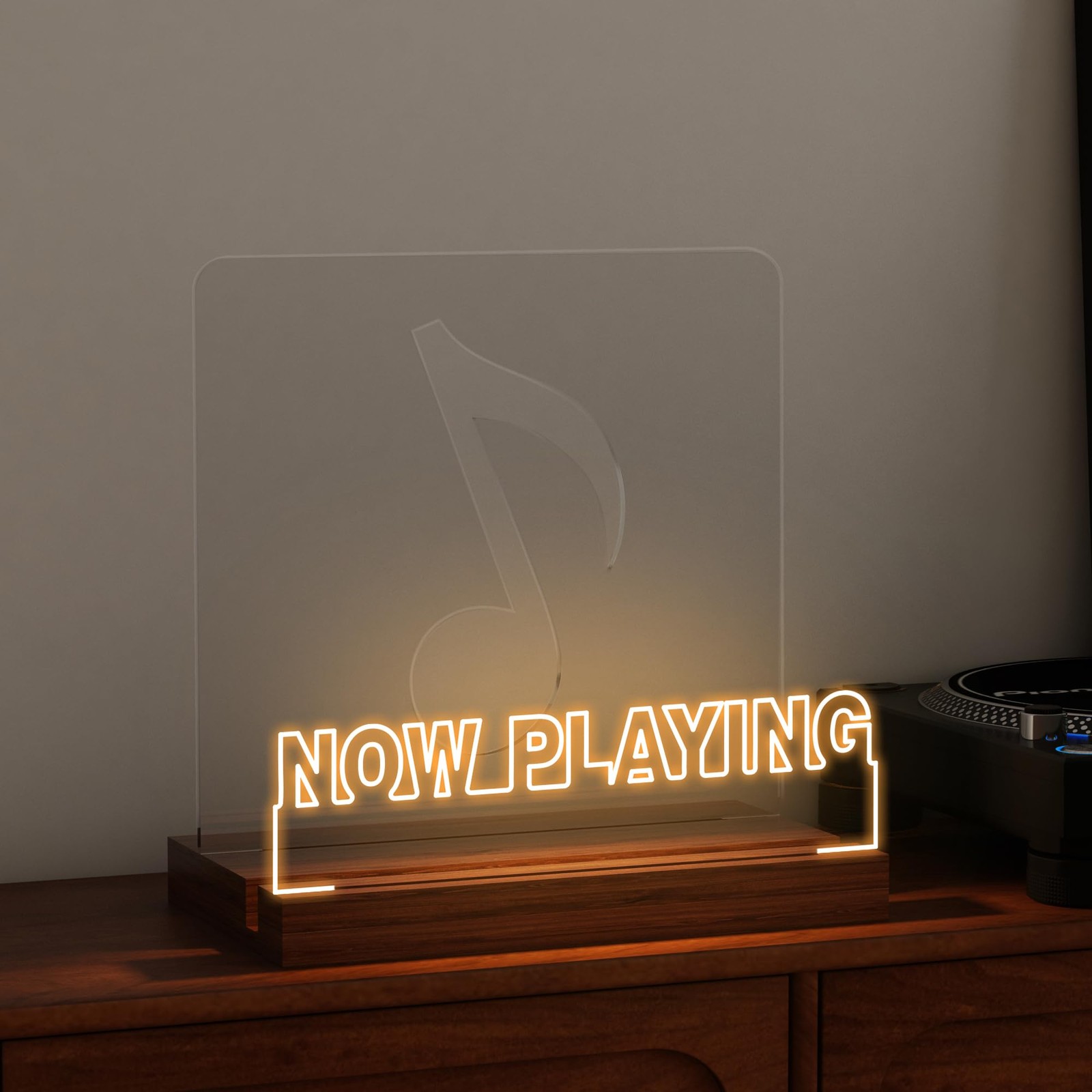 Vinyl Record Stand with LED Lights, Wooden Display for Albums and Room Decor