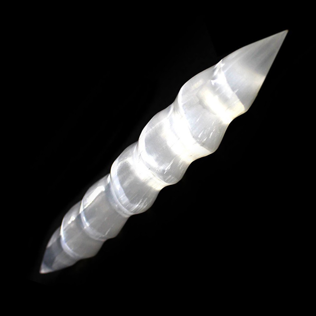 Double Point Selenite Crystal Massage Wand ” Polished Spiral Healing Wand Stick