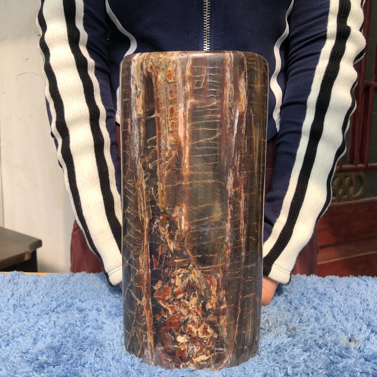 16.3LB Natural wood fossil quartz crystal mineral specimens healing