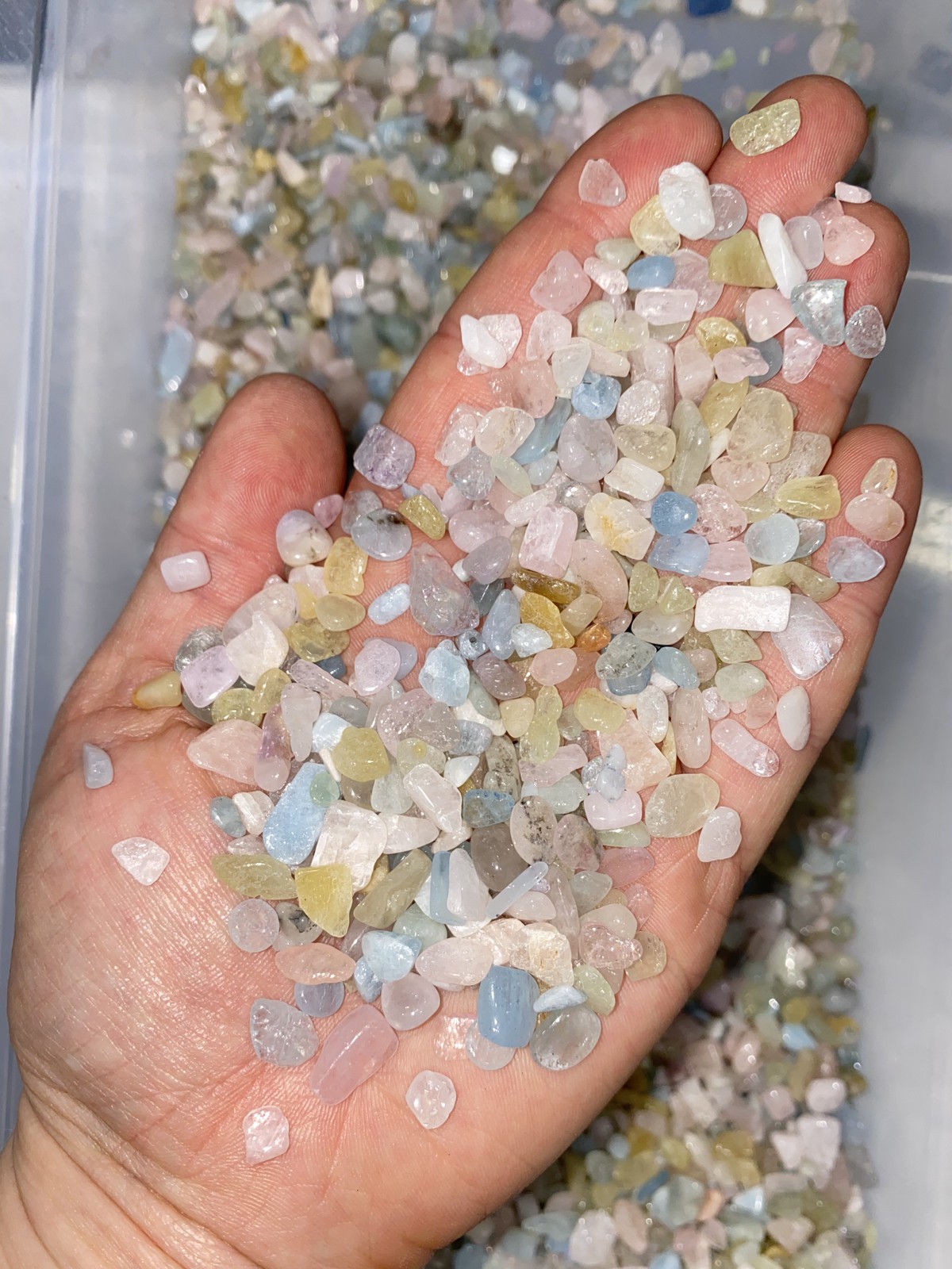 Bulk 1lbs Bag of Beryl Mixed Chips 5mm to 7mm, Gemstone Chips