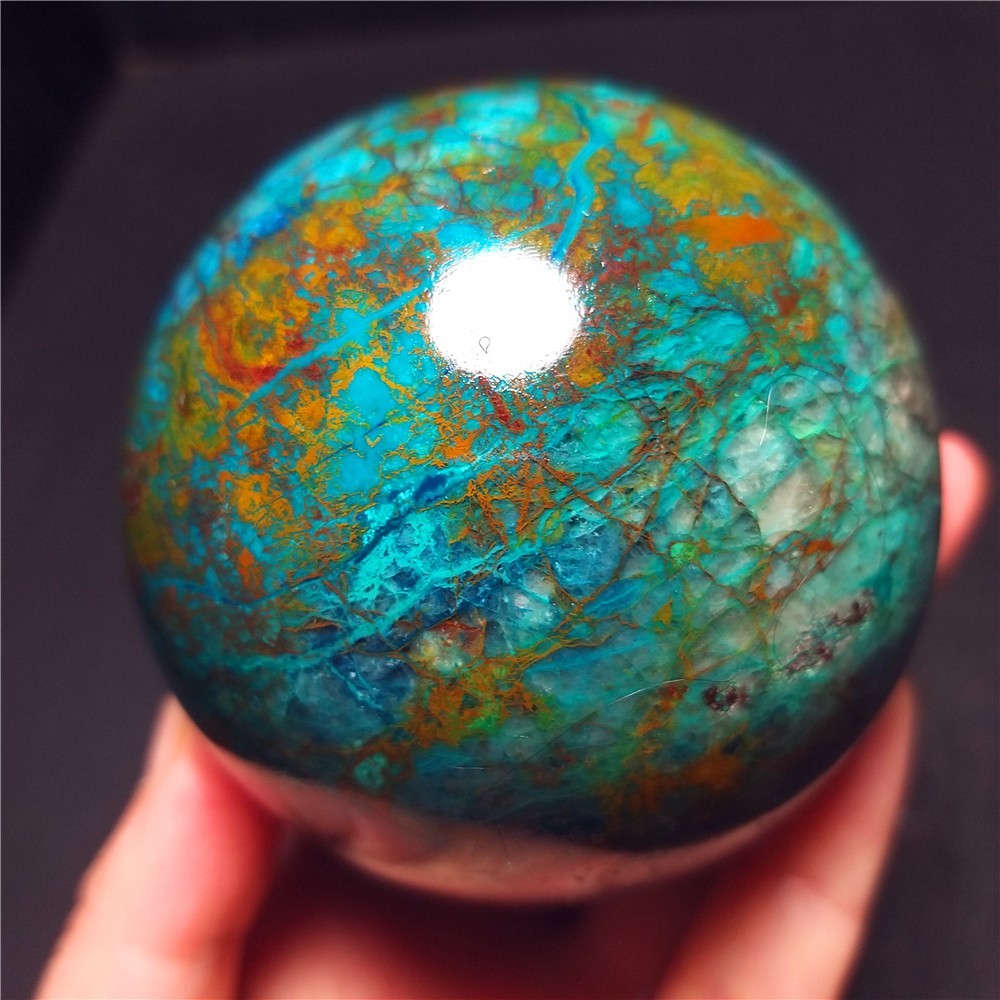 RARE 385.5G Natural Malachite Turquoise Blue Copper Ore Symbiotic Ball QQ200