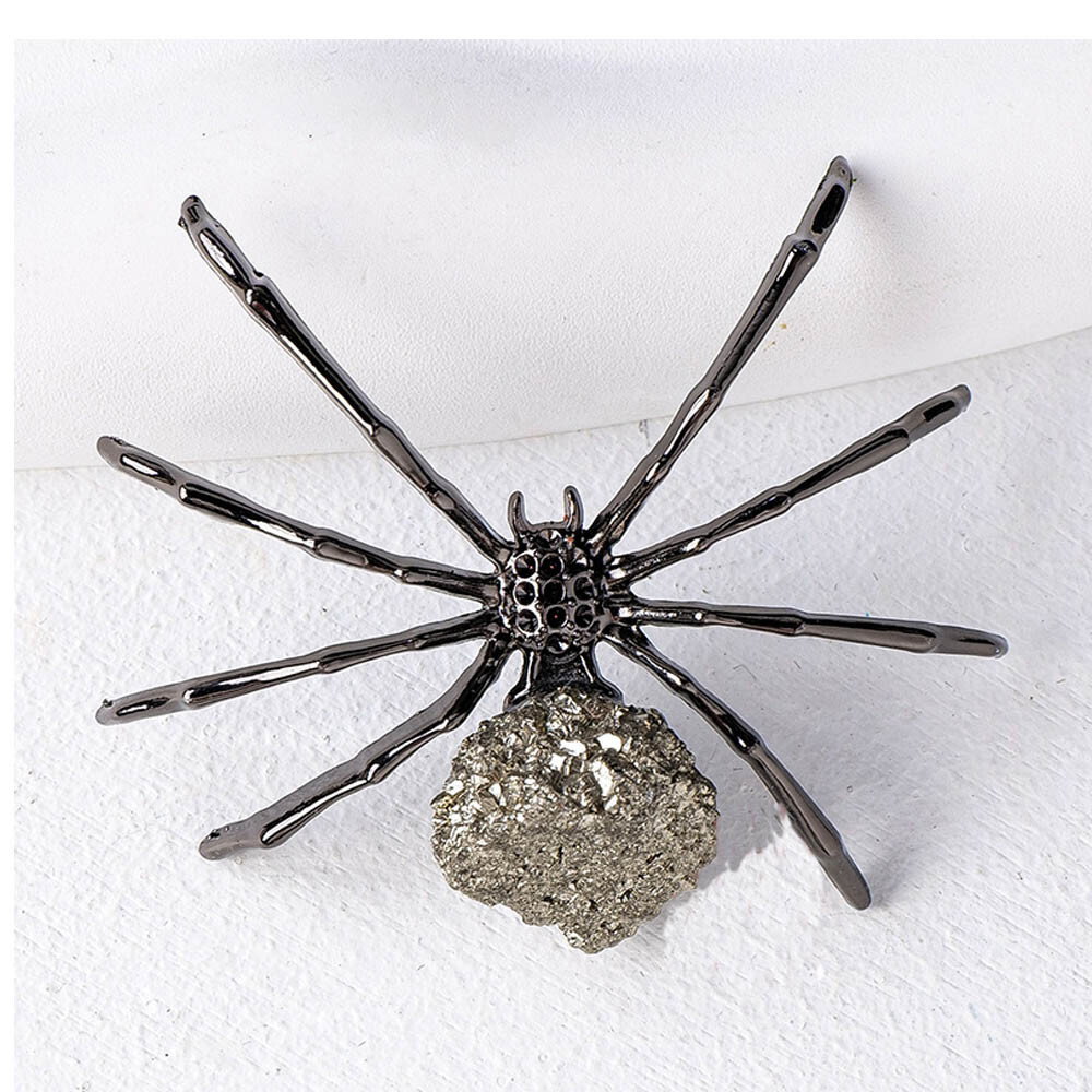 Pyrite Crystal Spider Carving Healing Crystal Halloween Garden Home Decor USA