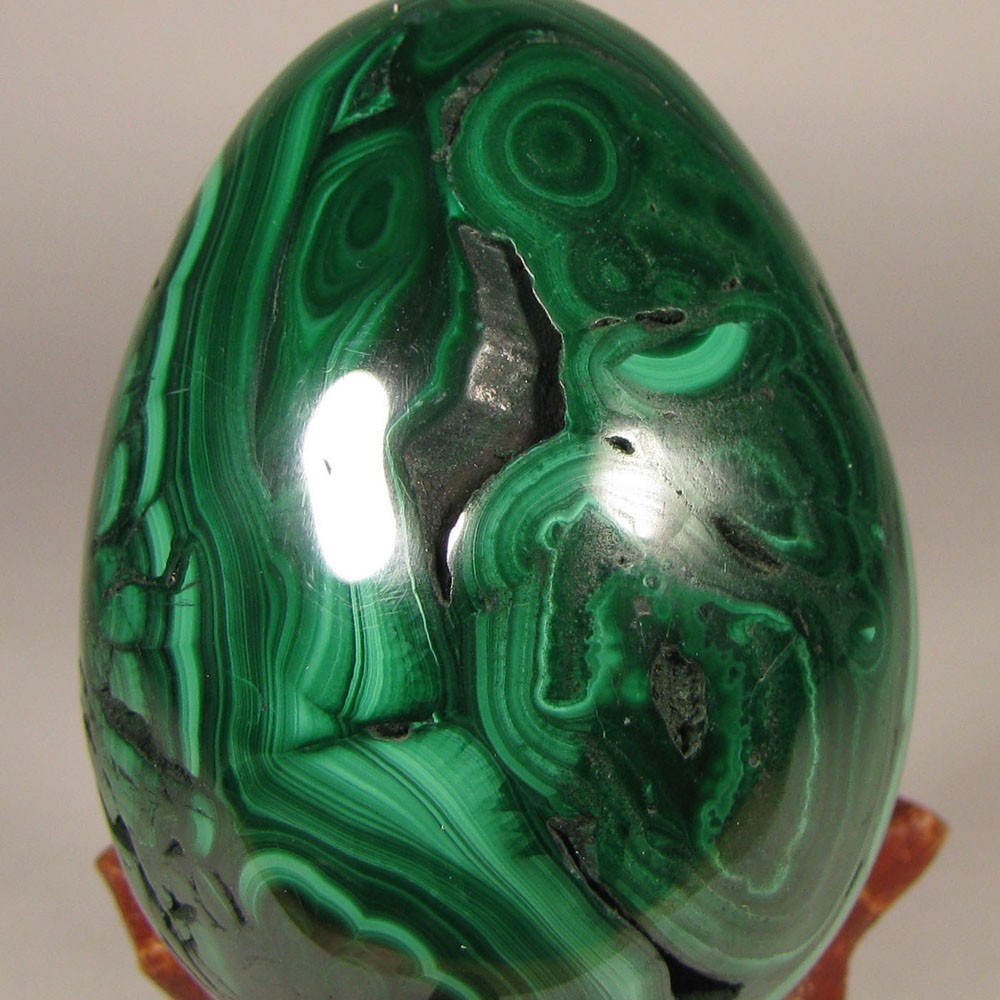 2.3″ MALACHITE Egg Polished Gemstone Sphere w/ Stand – Congo, Africa