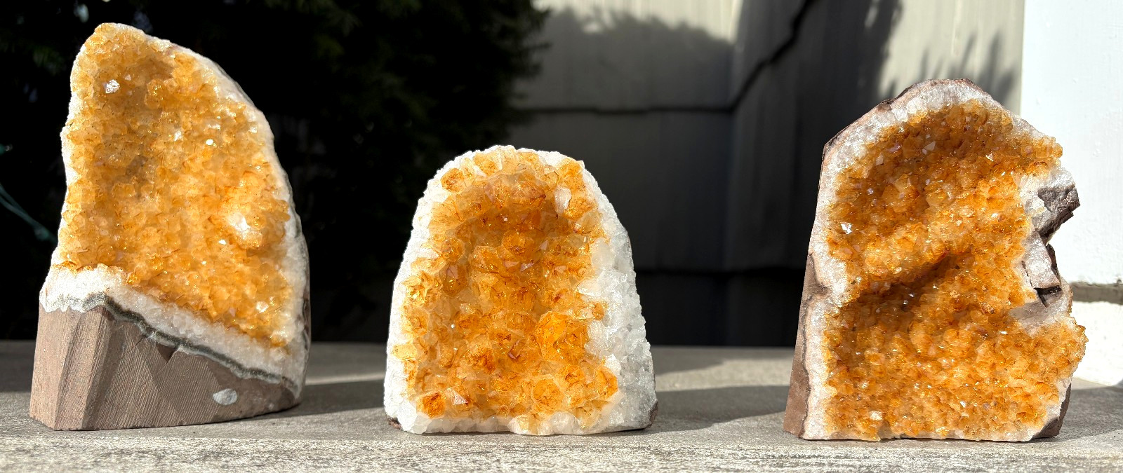 USA SALE 5.3LB LOT 3 CITRINE FREE STANDING SPECIMEN TREATED AMETHYST GOLD GOLDEN