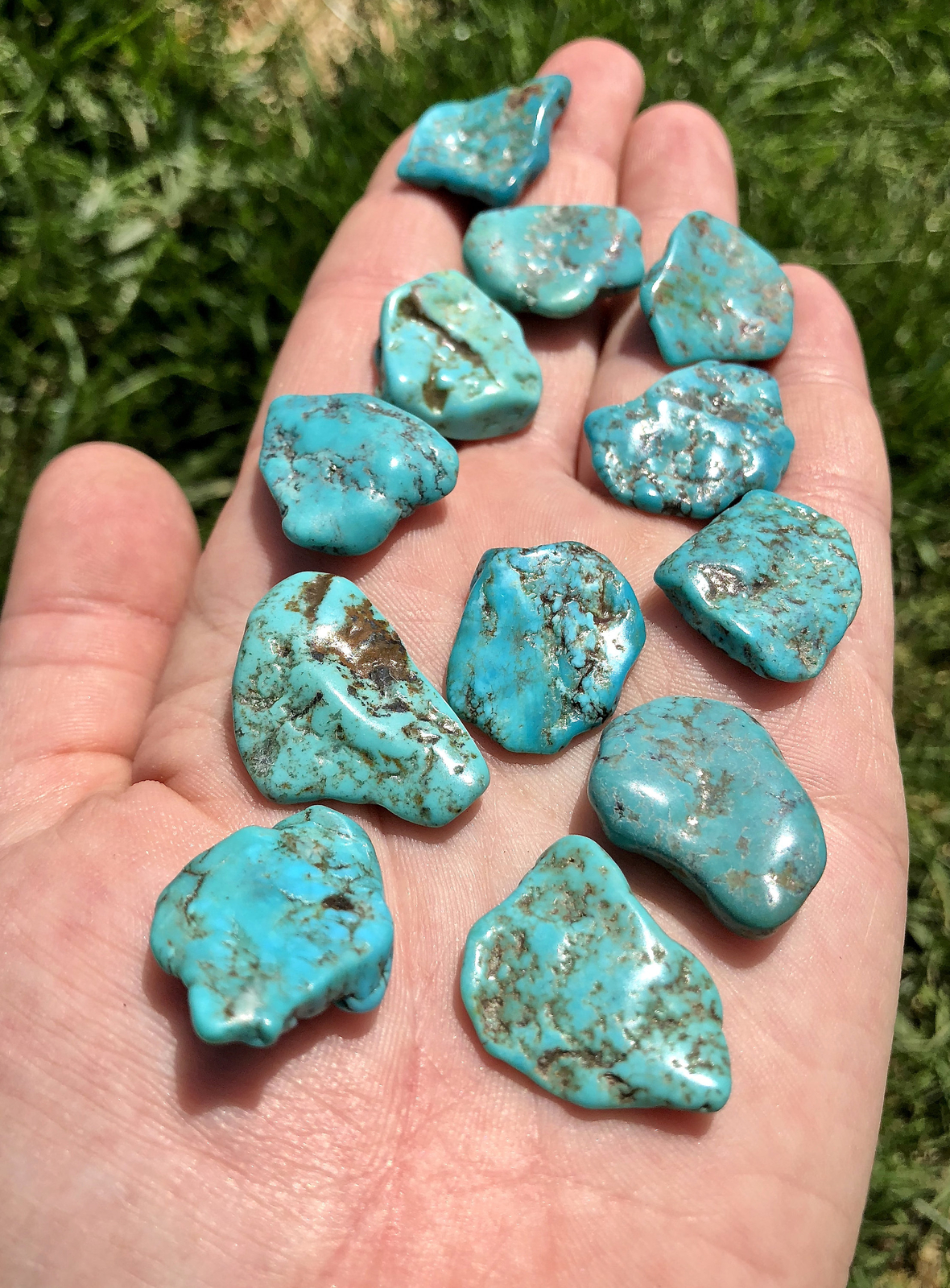 Turquoise Tumbled Stone (Grade A) Polished Natural Turquoise Stone from Mexico
