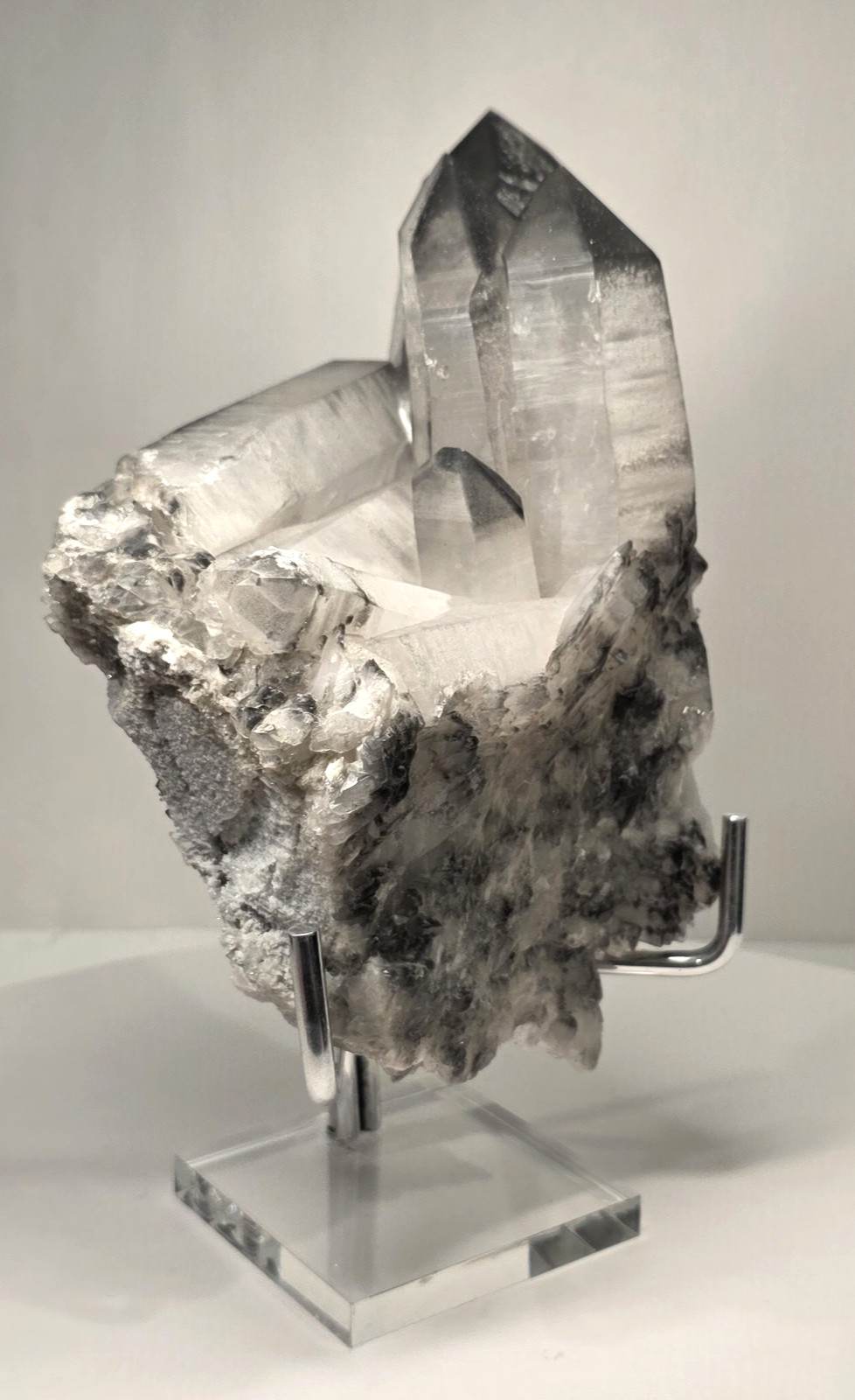 5LB 8″ Natural Smoky Quartz Crystal Cluster Phantom Point Specimen WITH STAND