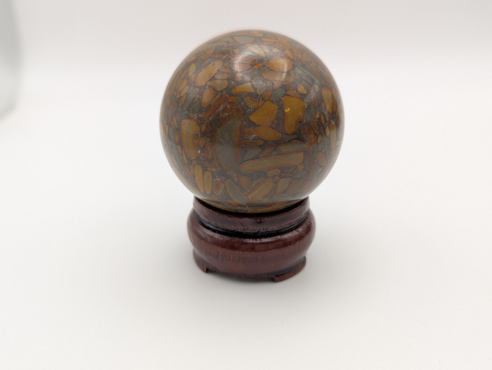 51 mm (2.0) Bamboo Fossil Stone Sphere Crystal Ball & Stand (China) US Seller