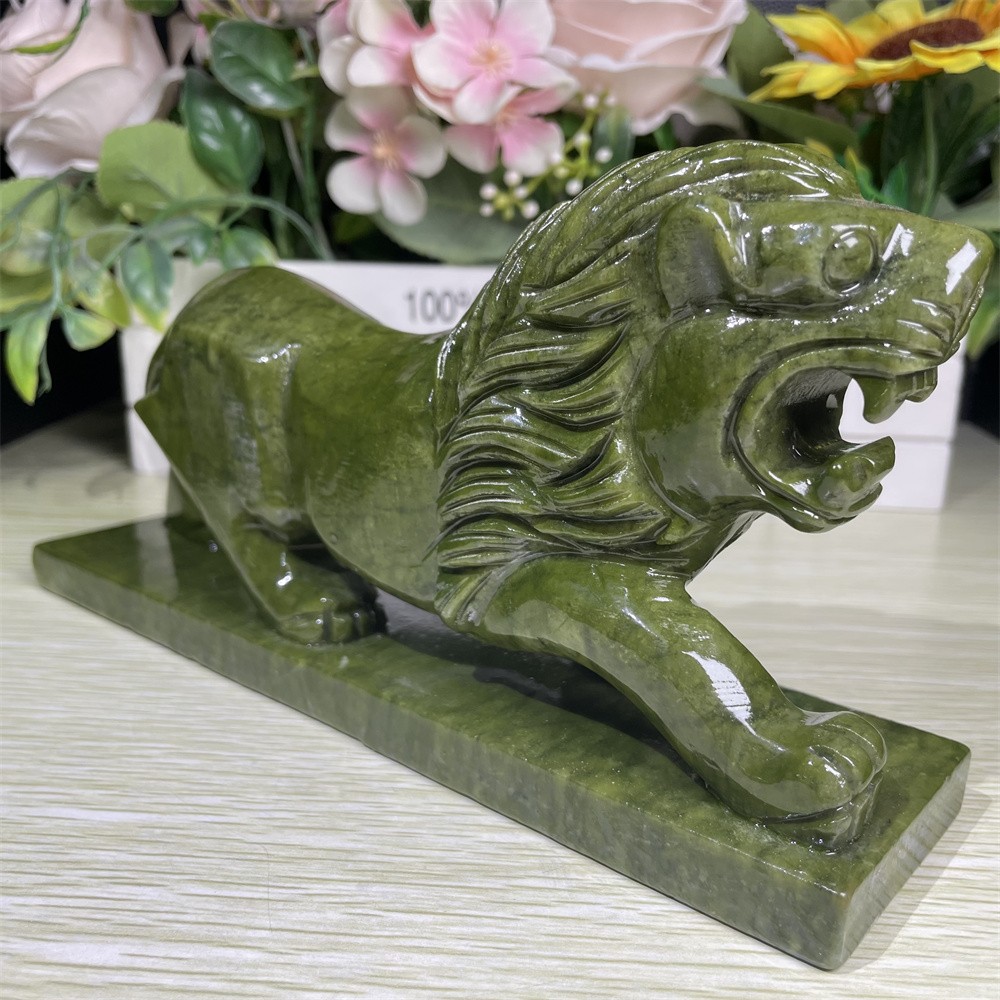 2.9LB 8.2” Natural Xiuyan Jade Tiger Carving Crystal Healing Decor Quartz Gift