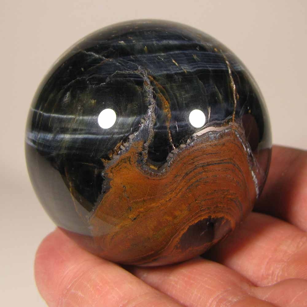 2.1″ BLUE TIGER EYE Gemstone Polished Sphere w/ Stand – South Africa – 54mm