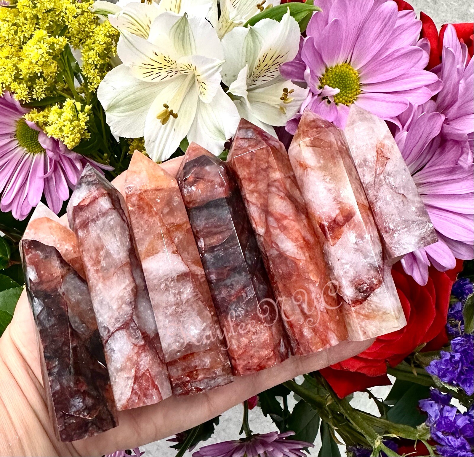Wholesale Lot 1 Lb Natural Hematoid Fire Obelisk Quartz Tower Point Crystal