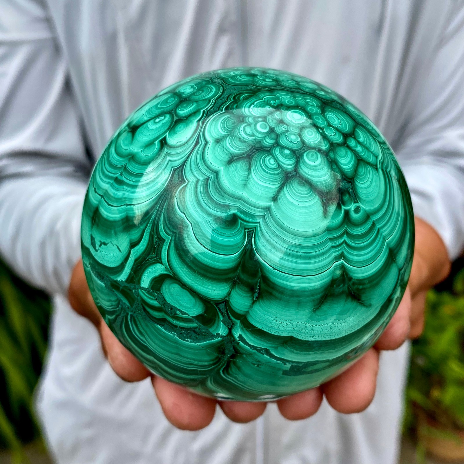 2.51LB Rare Natural Malachite quartz hand Carved sphere Crystal Healing Gem ball