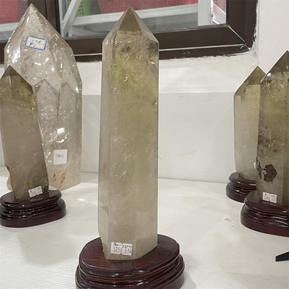 3.2LB 11.8″ Natural Smoky Quartz Obelisk Tower Crystal Quartz Energy+stand