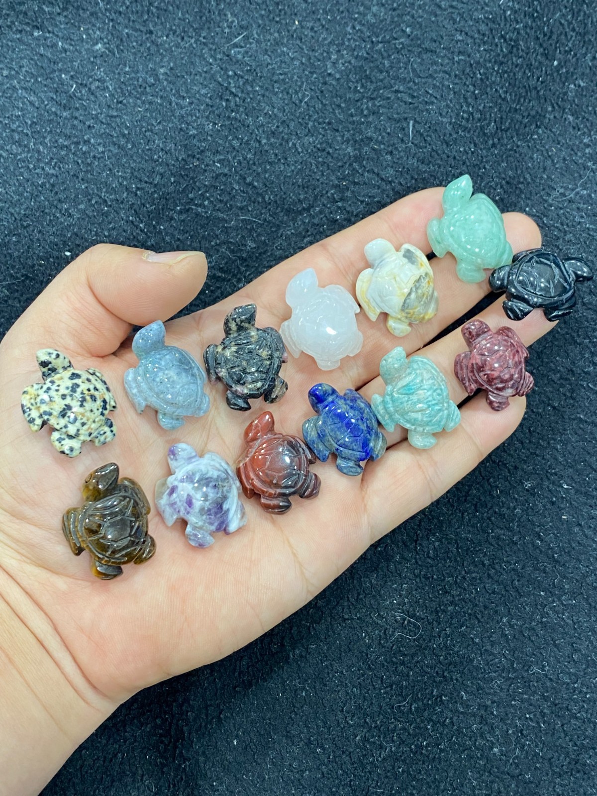 5pc Natural mix Quartz hand Carved Mini Sea turtle crystal Reiki healing