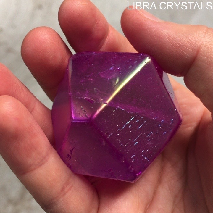 Rainbow Aura Quartz Crystal Grid Set 5 Piece Sacred Geometry Divination Stones